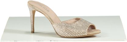 Paris Texas Beige Holly Crystal-Embellished Suede Mules EU 37 UK 4