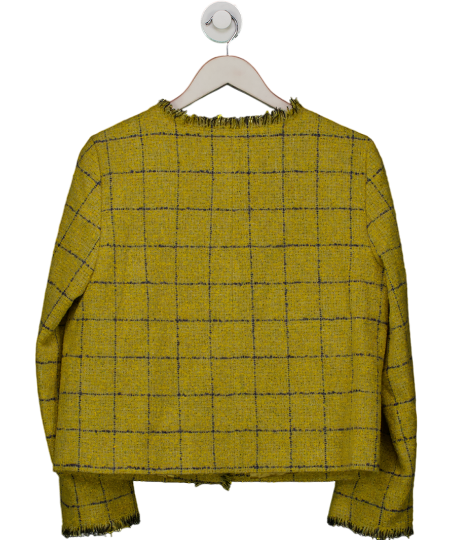 J. MCLAUGHLIN Yellow Abigail Wool Tweed Jacket In Window Pane Check UK M