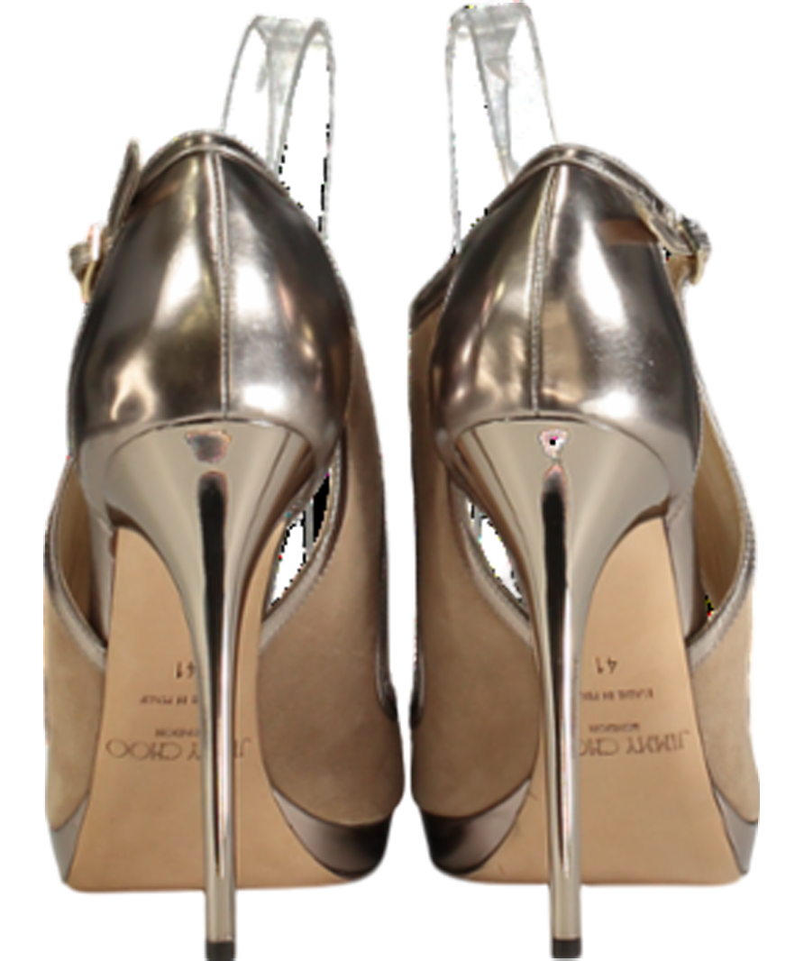 Jimmy Choo Beige Leondra Heeled Pumps UK 8 EU 41 👠