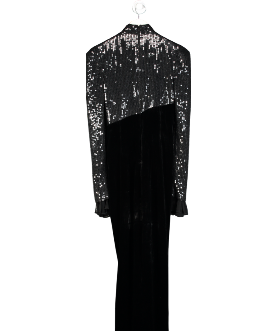 Galia Lahav Black Barbara Sequinned Top Maxi Dress With Silk Blend Blend Skirt UK 10