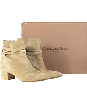 Gianvito Rossi Beige Suede Mid Heel Boots UK 9 EU 42