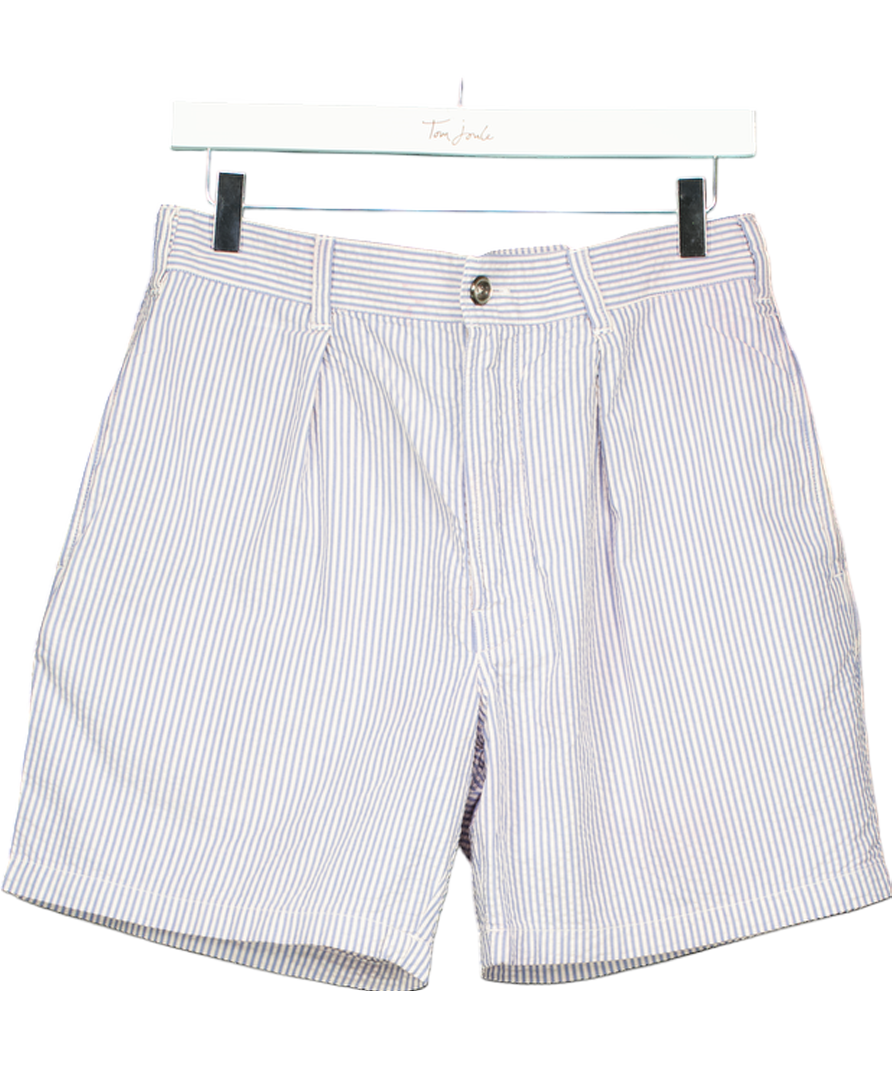Drakes Blue Cotton Striped Shorts W32