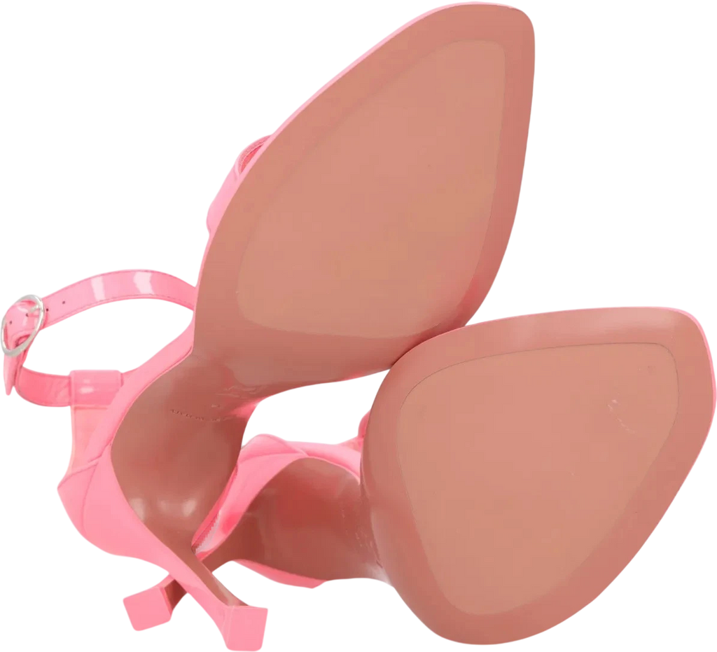 AMINA MUADDI Heels - Kim Pink Patent-leather Sandals UK 5 EU 38