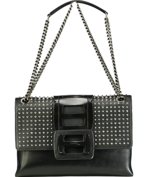 HOGAN Black Studded leather Fold Shoulder Bag