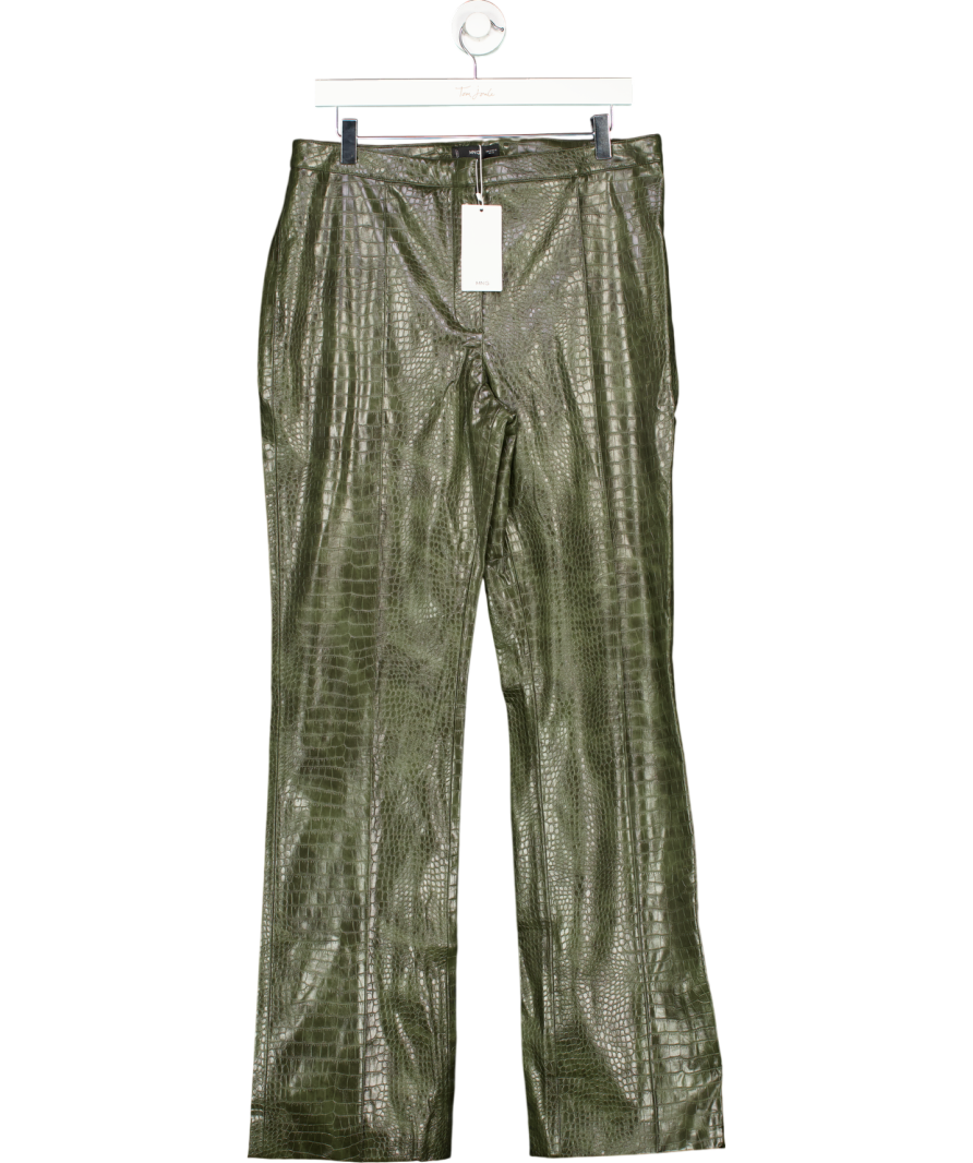 MANGO Green Fauxleather Croc Embossed Trousers UK 16