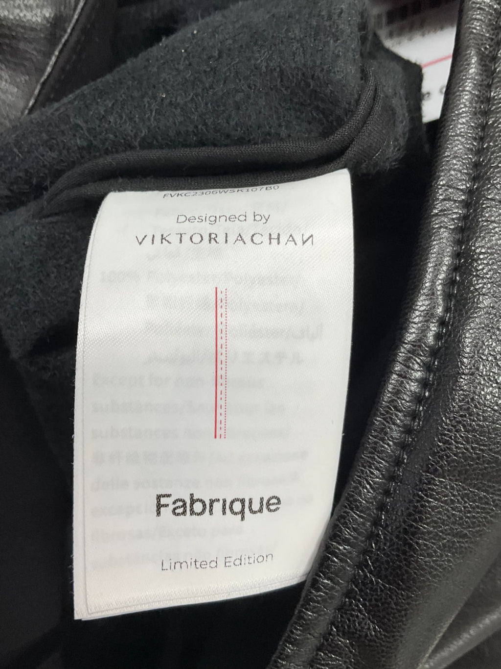 Fabrique x Victoria Chan Black Leona Pleated Slit Skirt In Vegan Leather UK S