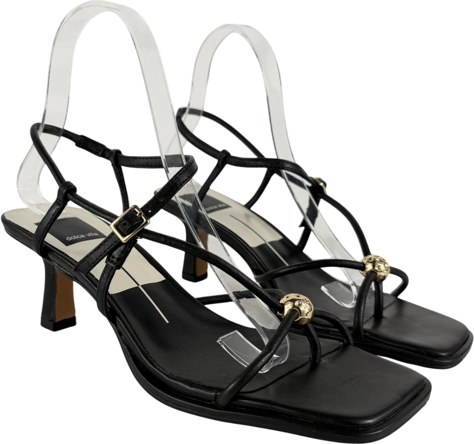 DOLCE VITA Black Mylee Strappy Kitten Heels UK 4 EU 37 👠