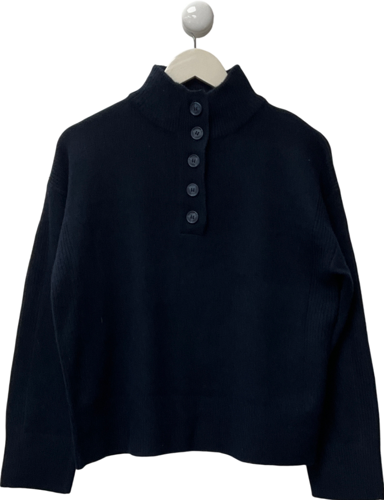 New Look Blue Navy High Neck Button Up Jumper UK S