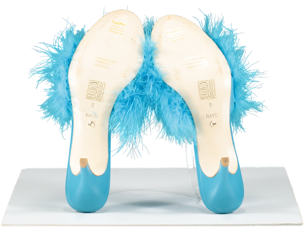 Raye Blue Feather Detail Mid Heels UK 7 EU 40 👠