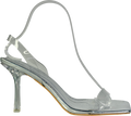Public Desire Metallic Silver Perspex Wide Fit Square Toe Slingback Mid Heels UK 5 EU 38 👠