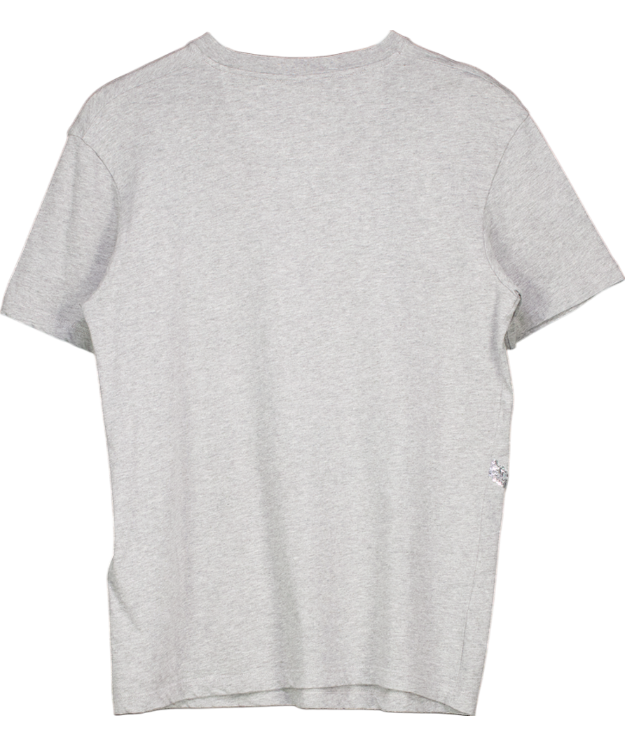Valentino Grey Cotton V-Logo Sequins Embellished T-shirt UK XS