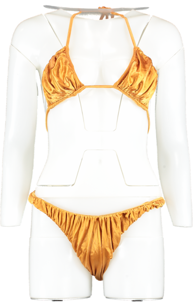 Isa Boulder Brown Waves Ruched Stretch-satin Bikini UK L