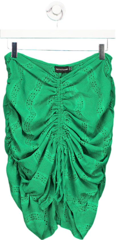 PrettyLittleThing Green Ruched Skirt UK 12