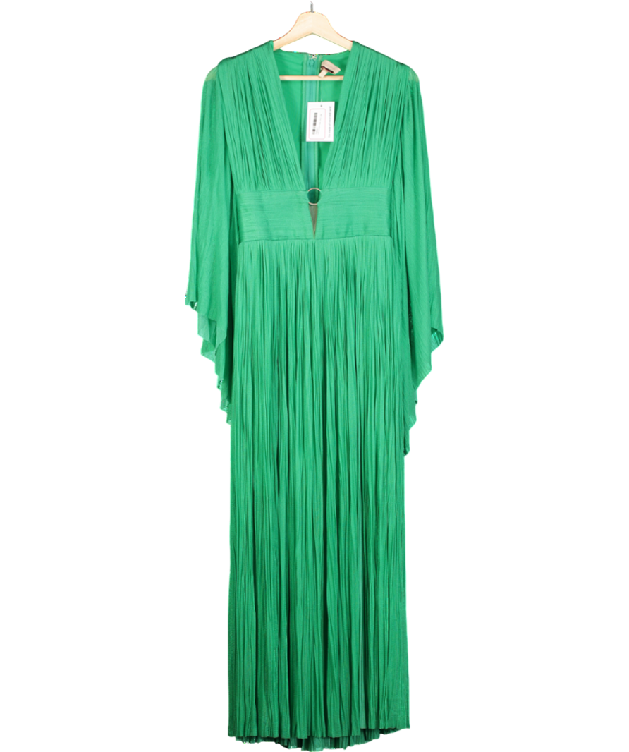 Maria Lucia Hohan Green Silk Pleated Dress UK 8