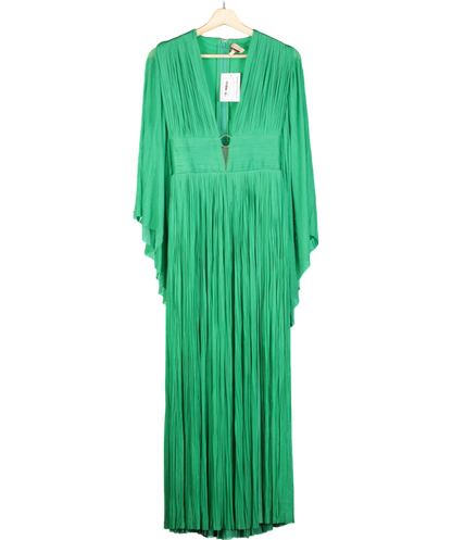 Maria Lucia Hohan Green Silk Pleated Dress UK 8