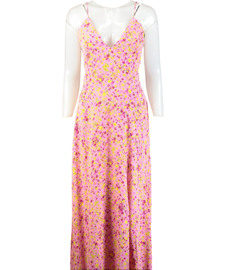 ROTATE Fuchsia Floral Print Jacquard Maxi Slip Dress Eu38 UK 10