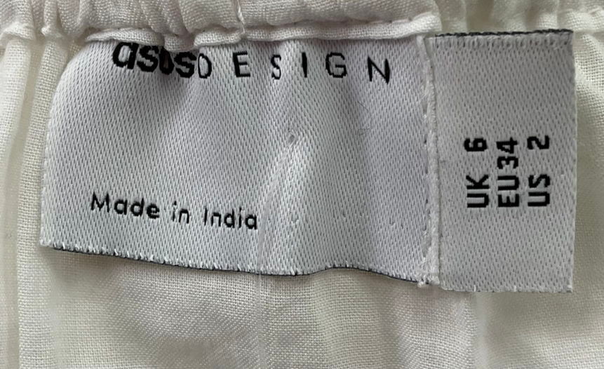 ASOS White Tiered Western Full Maxi Skirt In Ivory UK 6