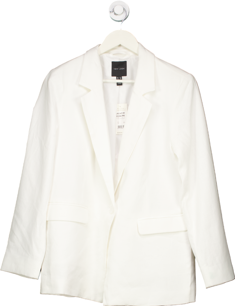 New Look White K Lila Linen Blazer UK 12