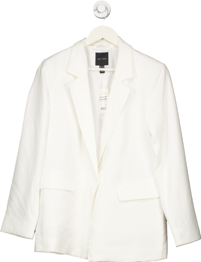 New Look White K Lila Linen Blazer UK 12