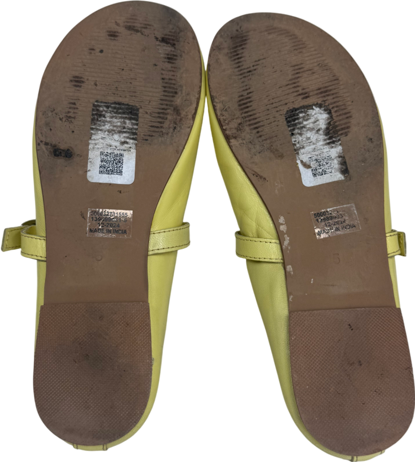 Topshop Yellow Ash Real Leather Ruched Ballet Flats UK 5 EU 38 👠