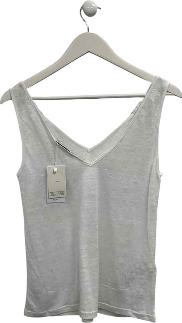 MANGO White Fine Knit Tank UK S