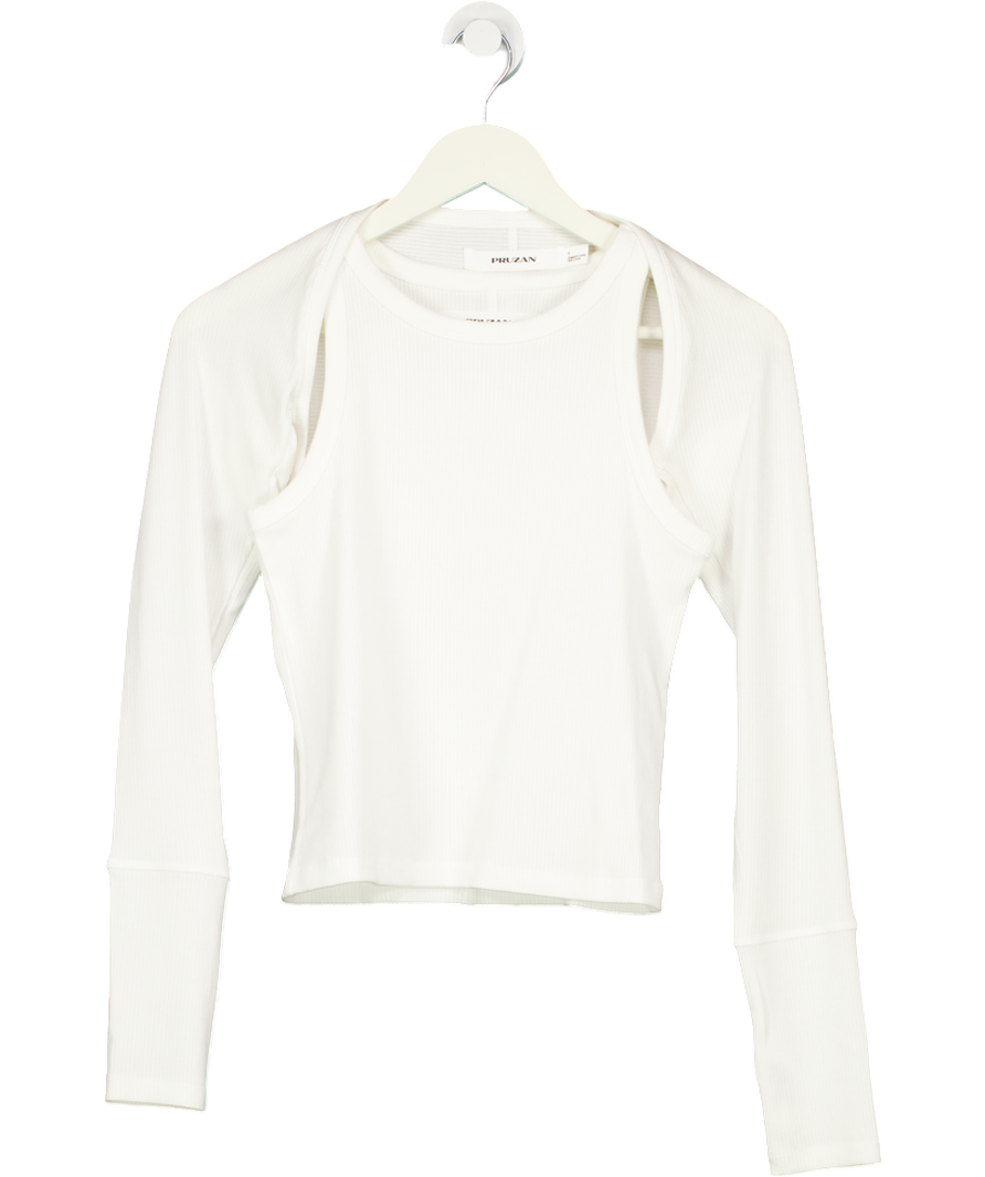 Pruzan White Ribbed Recovery Shrug And Tank Set UK S