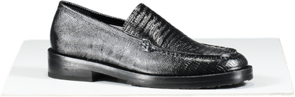 BY FAR Black Rafael Lizard Embossed Leather Loafers UK 5 EU 38 👠