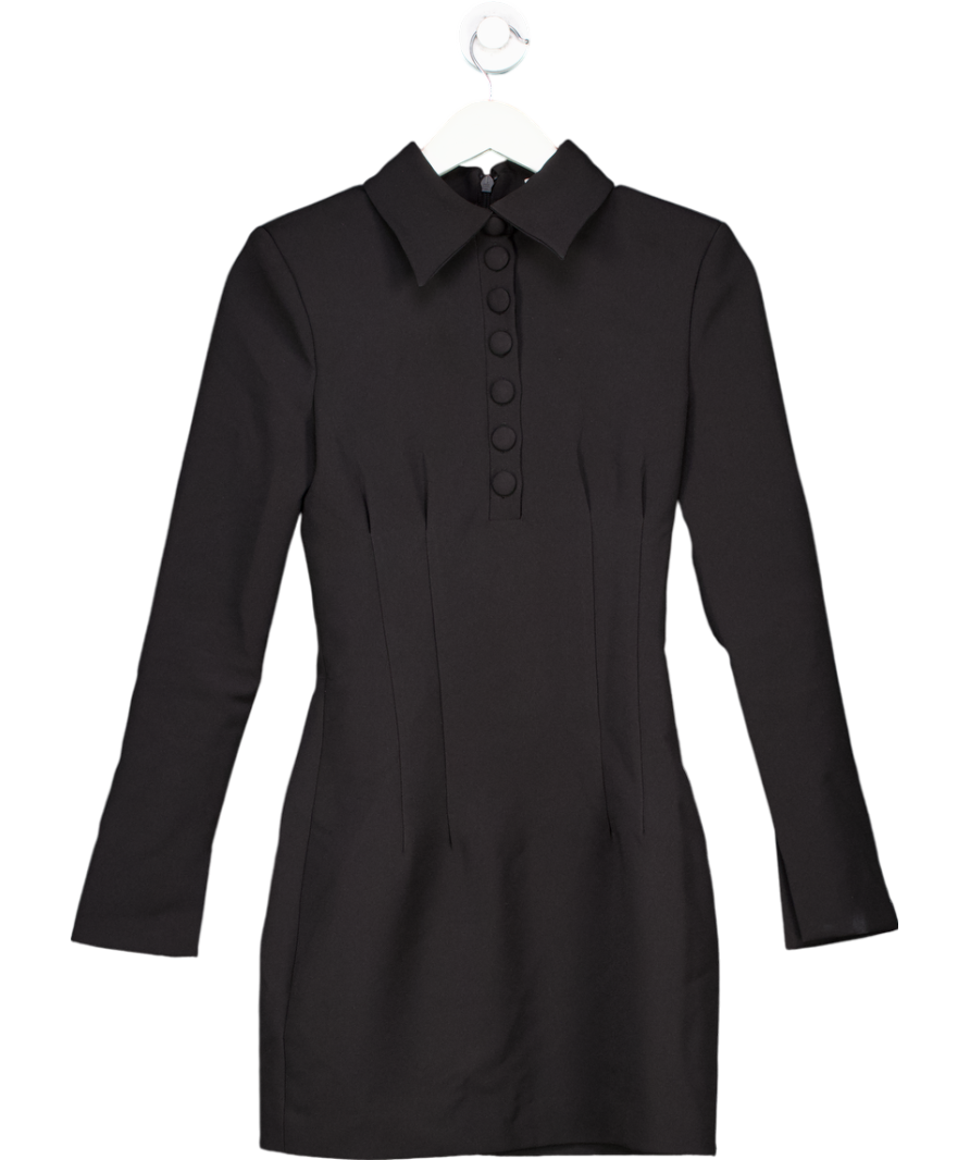 oddmuse Black The Ultimate Muse Long Sleeve Collared Mini Dress UK XS
