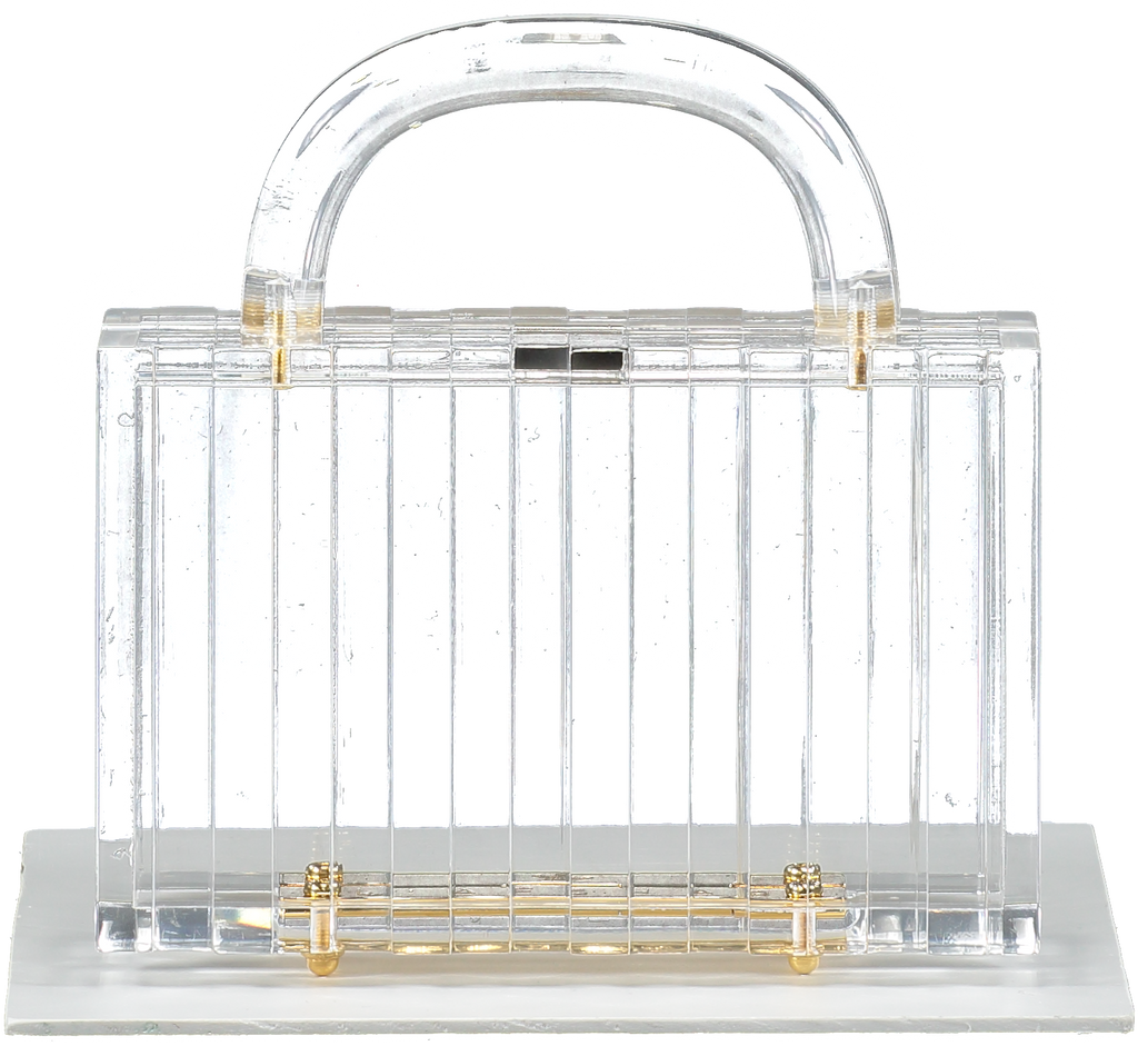 L'Afshar Metallic Lucite Pagoda (gold Hardware) Top Handle Box Bag One Size