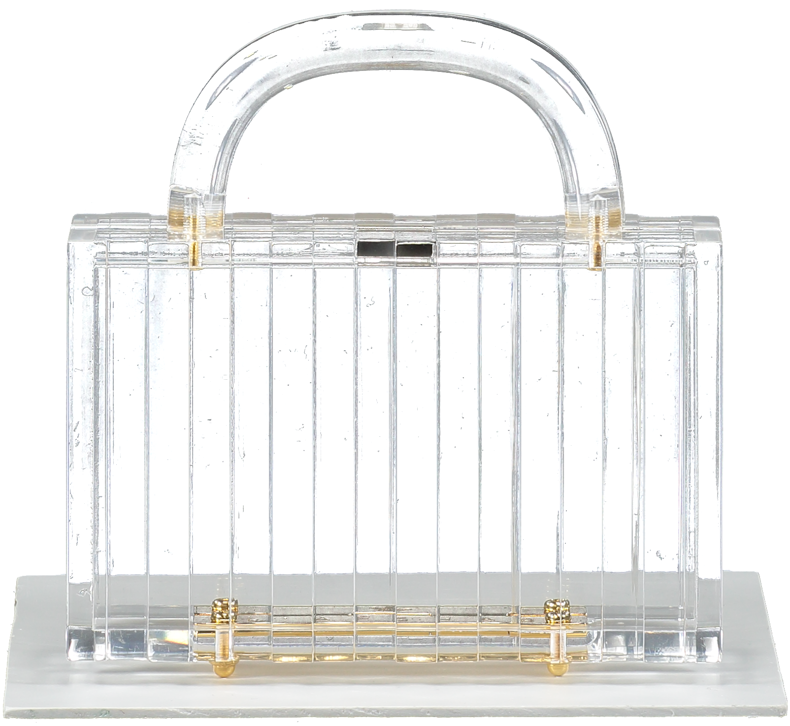 L'Afshar Metallic Lucite Pagoda (gold Hardware) Top Handle Box Bag One Size
