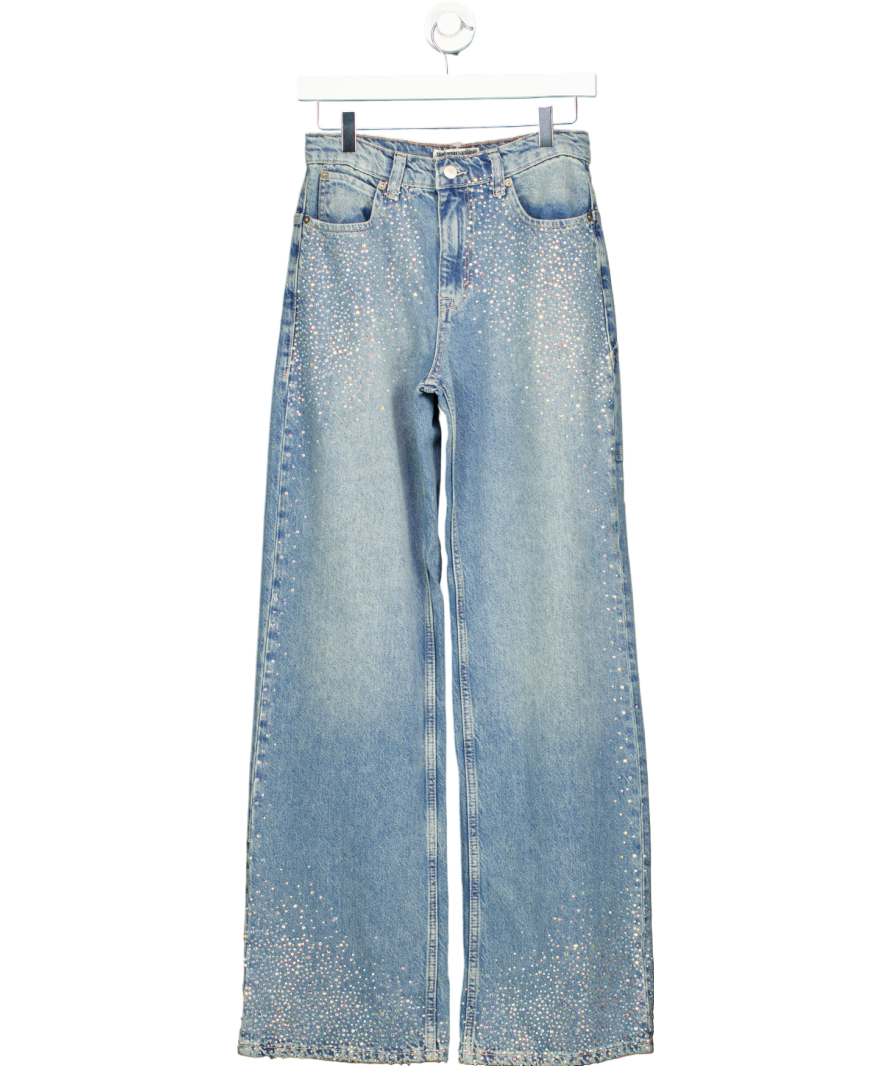 Free People Blue We The Free Tinsley Studded Baggy Jeans UK 26