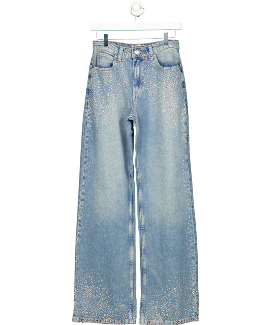 Free People Blue We The Free Tinsley Studded Baggy Jeans UK 26