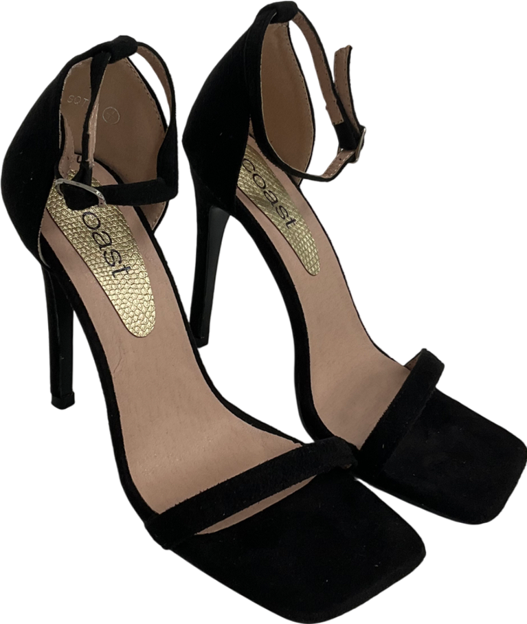 Coast Black Theonne Barely There High Stiletto Heeled Sandals UK 4 EU 37 👠