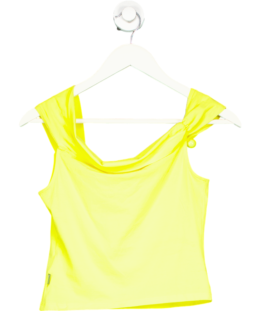 Marc Jacobs Yellow One Shoulder Rose Graphic Bauble Tank Top UK S