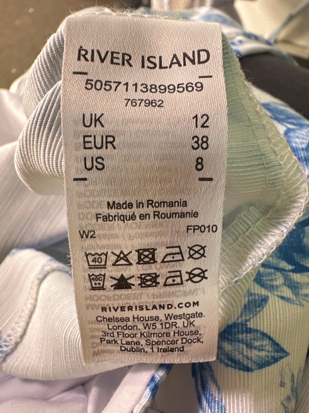 River Island Blue Floral Dress UK 12