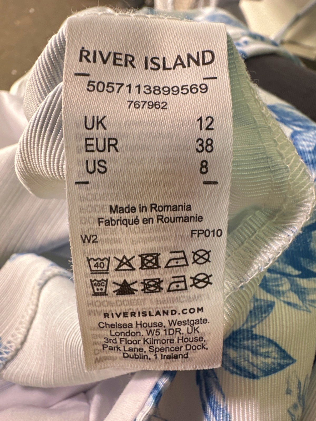 River Island Blue Floral Dress UK 12