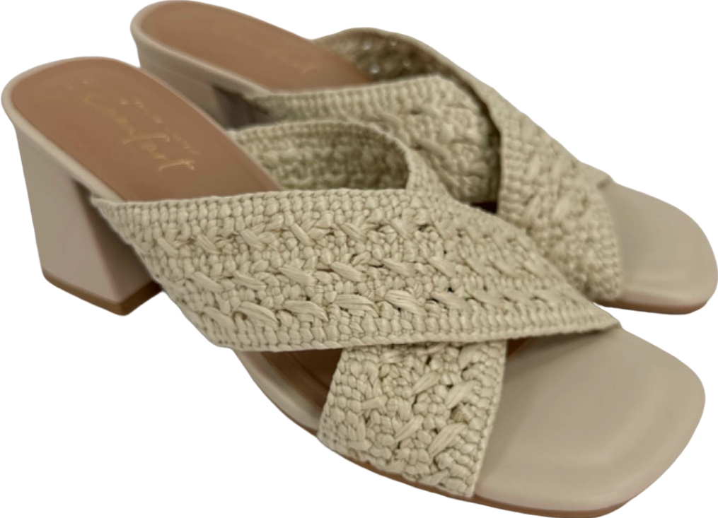 New Look Beige Crochet Heeled Sandals EU 38 UK 5