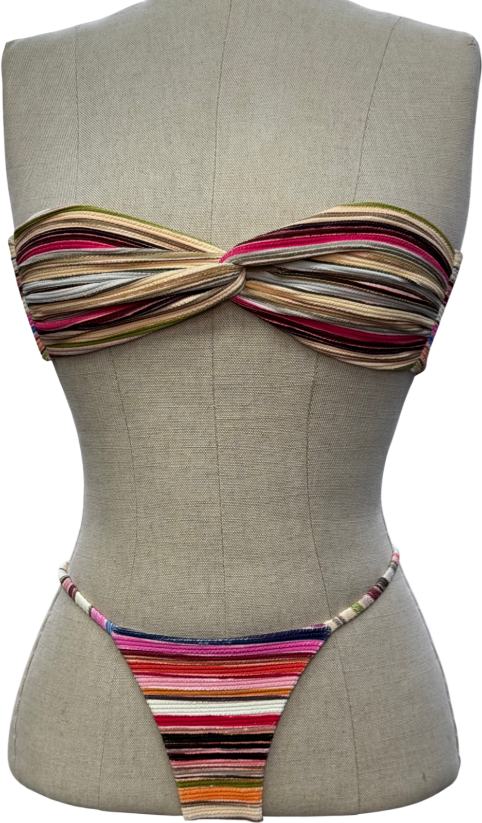 Bamba Swim Multicoloured Multicoured Stripe Ursula/bahama 2-piece Thong Bikini Set UK S