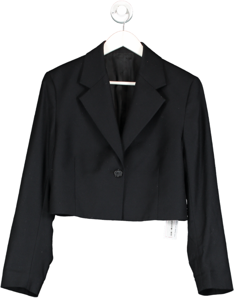Arket Black Wool Flannel Cropped Jacket UK 8