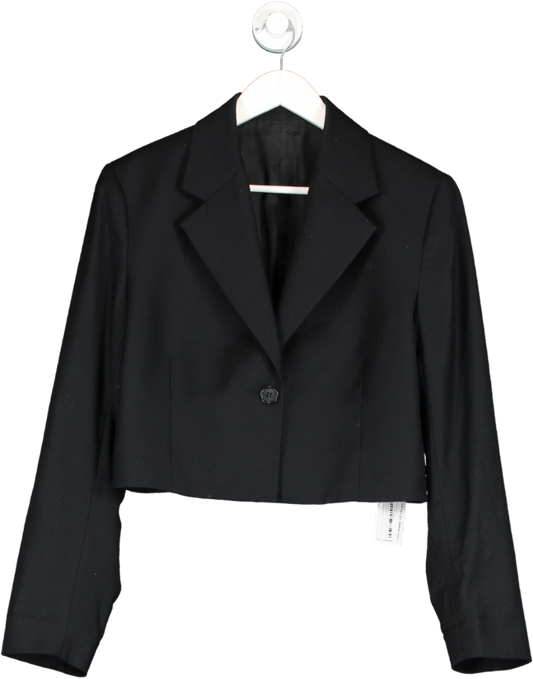 Arket Black Wool Flannel Cropped Jacket UK 8