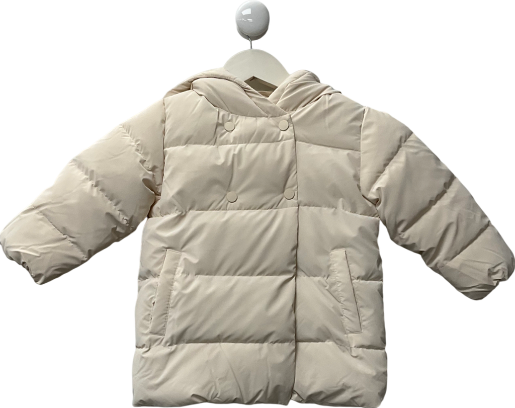 MANGO Cream Hood Quilted Coat 3 Years