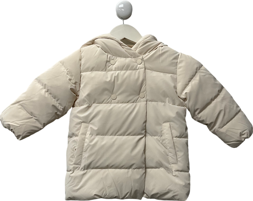 MANGO Cream Hood Quilted Coat 3 Years