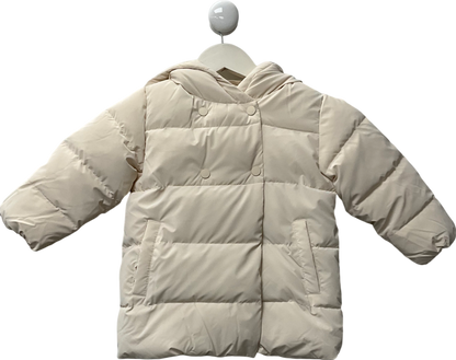 MANGO Cream Hood Quilted Coat 3 Years