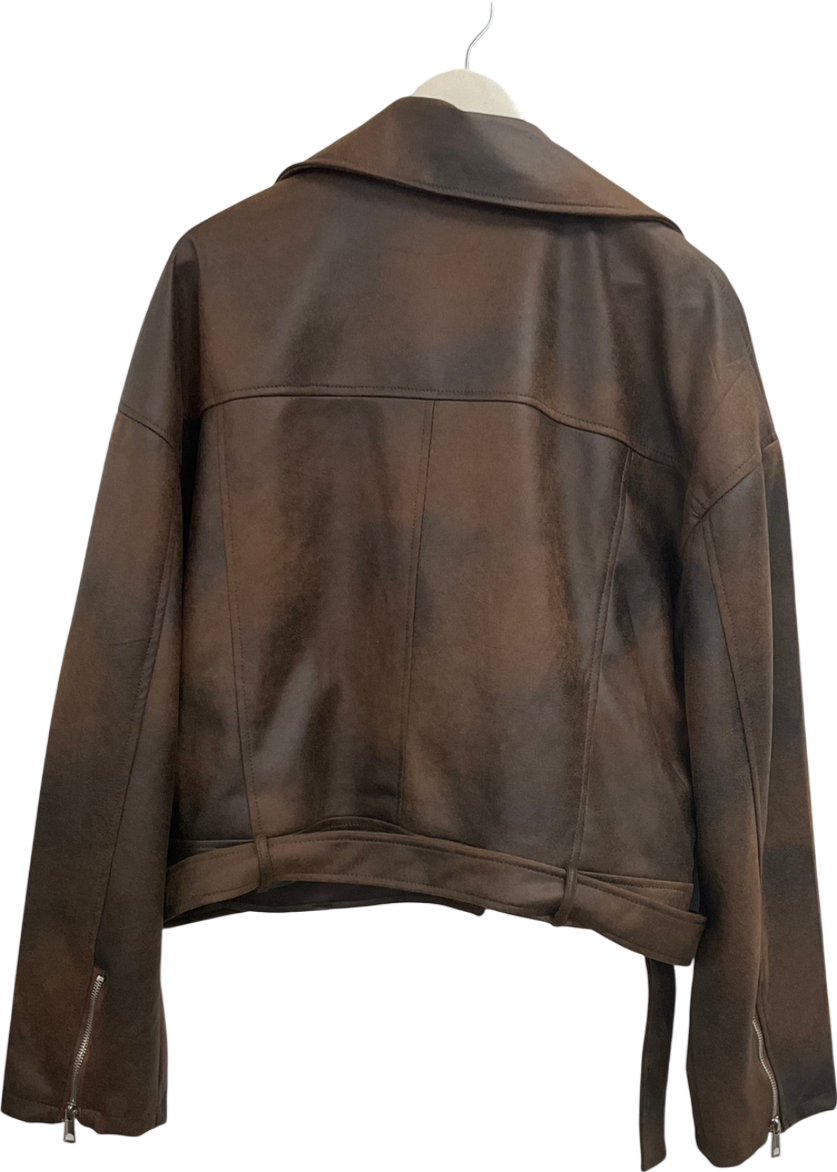 PrettyLittleThing Brown Faux Suede Jacket UK 16