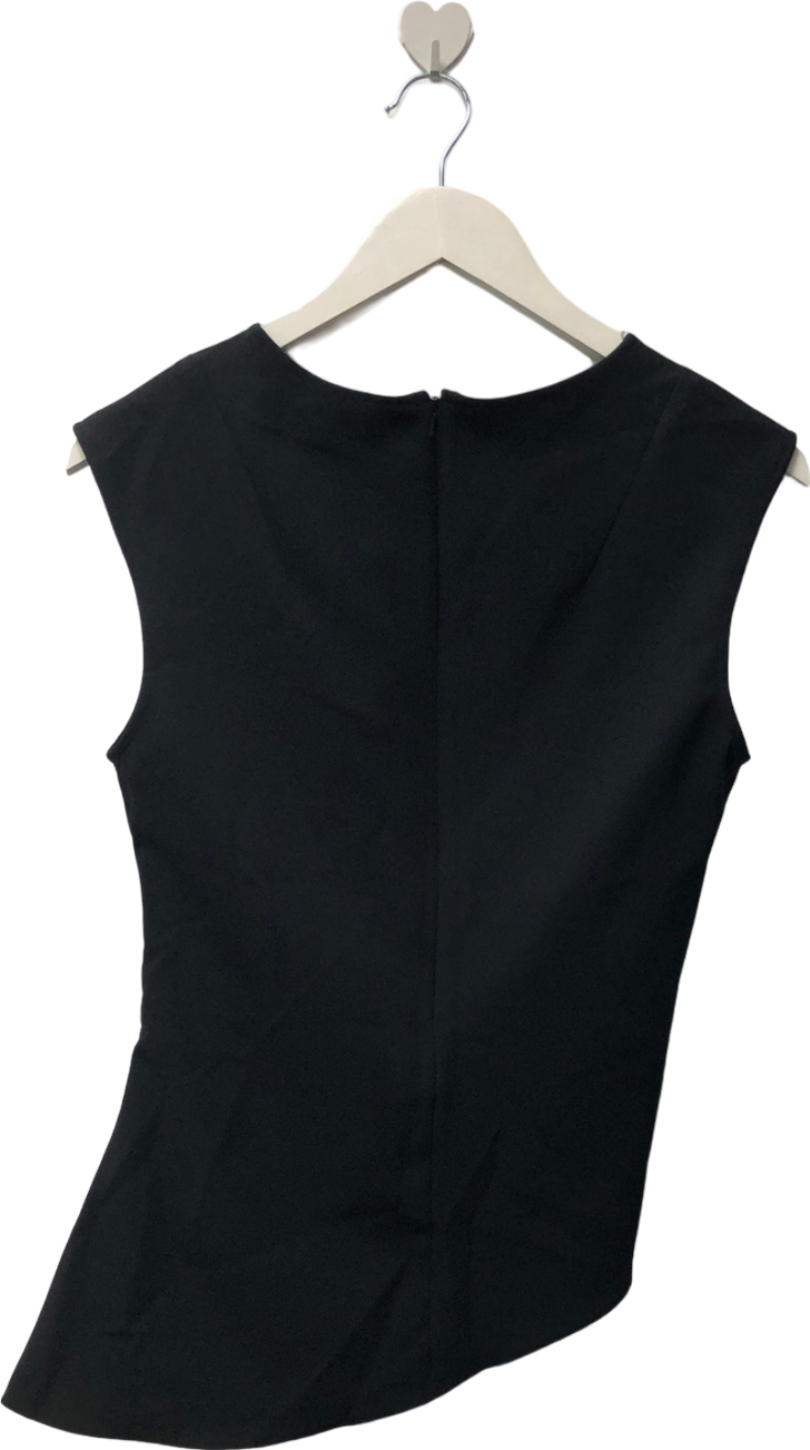 River Island Black Ruched Asymmetric Top UK 10