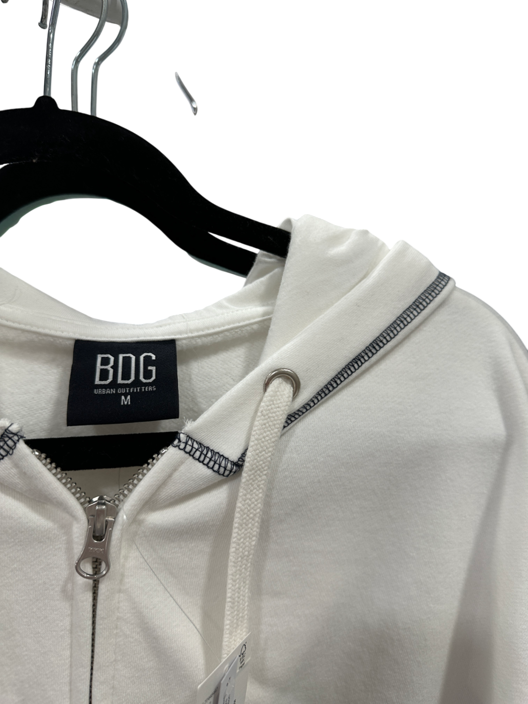 BDG White Slouchy Zip-through Hoodie UK M