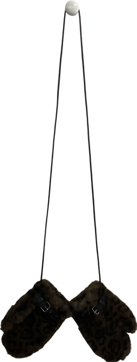 Brown Leopard Print Gloves On String