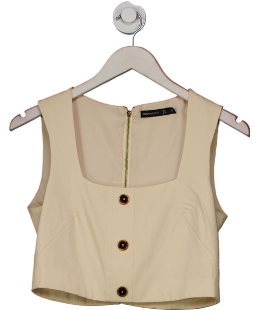 Karen Millen Beige Tailored Waistcoat Crop Top UK 12