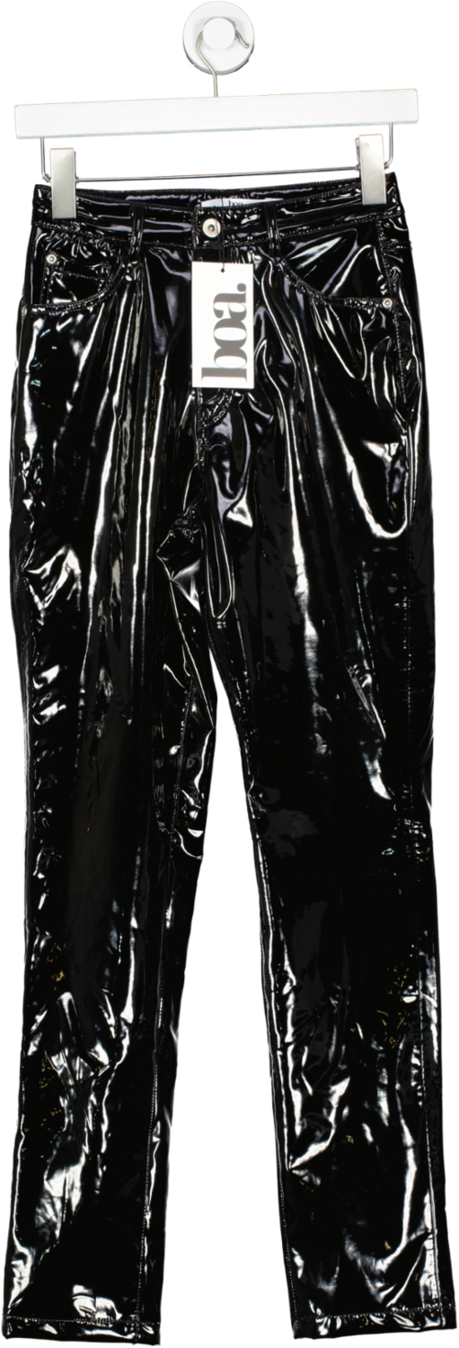 BOA Black Vinyl High Waisted Trousers UK XS