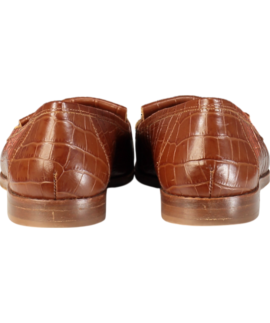 Sezane Brown Les Souliers Leather Croc Effect Loafers UK 8 EU 41 👠